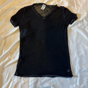Victoria’s Secret PINK Black Burnout V-Neck Tee – Size S